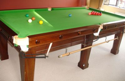 (M679) 8ft Mahogany Pool Table by Karmen & Hillman