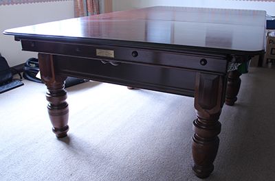 (M858) 9 ft Mahogany Turned Leg Table by E.J. Riley