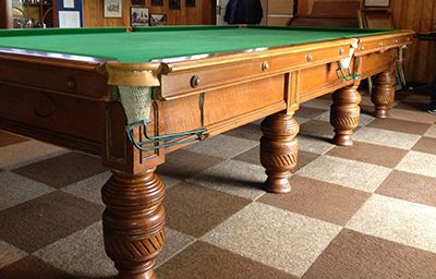 (M882) Full-Size Oak Snooker Table with Turned & Fluted Legs