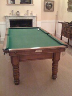 (M638) 7ft E.J Riley Oak Turned Leg Table
