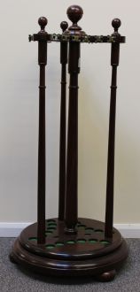 (C64) Used mahogany cue rack holds 18 cues