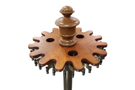 15 Clip 3 Hole revolving cue rack brass pole antique