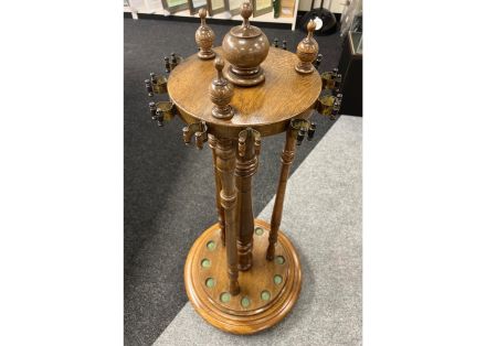 12 Clip Revolving Cue Rack Oak 