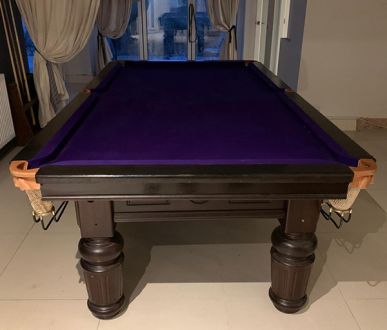 (M1409) 8 ft Mahogany Turned & Fluted Leg Snooker/Pool Table
