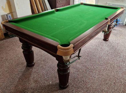 (M1431) 7 ft Used Mahogany Turned Leg Snooker/Pool Table