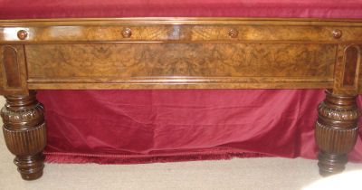 (M356) Burr-walnut F/size table by Burroughes and Watts