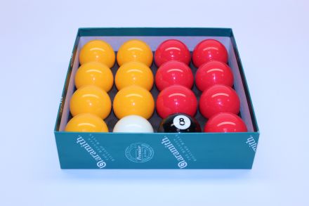 Aramith 2 inch (51mm) 16 Ball League Pool Balls (reds and yellows)