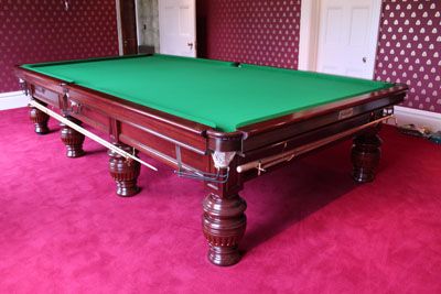 (M606) Full-size Burroughes and Watts Mahogany Steel Block Snooker Table