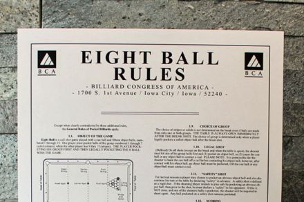 Eight Ball American Pool Sheet Rules