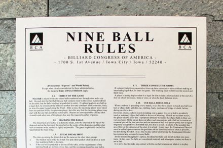 American 9 Ball Pool Rules - Sheet