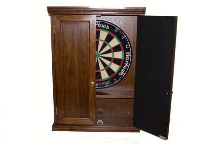 Oak handmade dart board cabinet