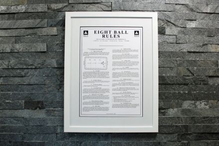 Eight Ball American Pool Rules in White frame