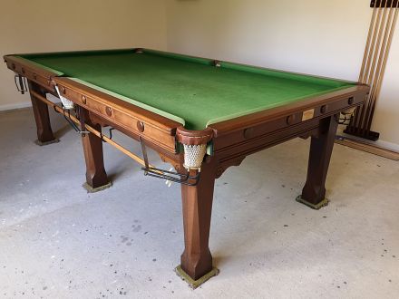 (M1132) 9 ft Mahogany Square Leg Snooker/Pool Table by Karnhem & Hillman 