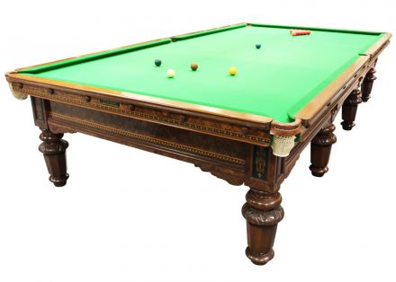 (M1194) Full-Size Burr Walnut Octagonal Leg Snooker Table