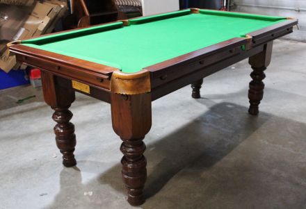 (M1172) 6 ft Antique Mahogany Turned Leg Snooker/Pool Table by Padmore