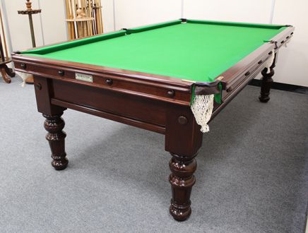 (M1207) 8 ft Mahogany Turned & Fluted Leg Snooker & Pool Table