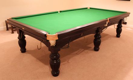 (M1208) 10 ft Mahogany Turned & Fluted Leg Snooker Table