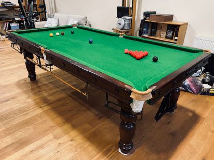 (M1228) 8 ft Mahogany Turned Leg Snooker/Pool Table