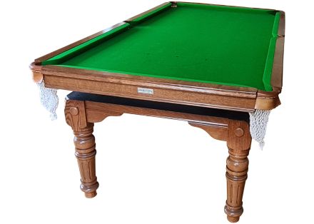 (M1281) 7 ft Oak Turned & Fluted Leg Snooker/Pool Diner by Riley
