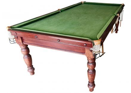 (M1282) 8 ft Mahogany Turned Leg Snooker/Pool Table