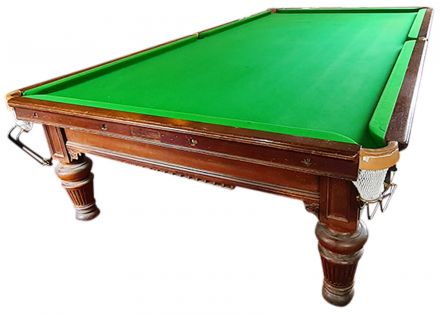 (M1284) Full-Size Mahogany Turned & Fluted Leg Snooker Table