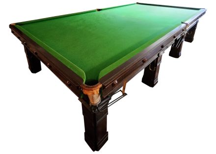 (M1299) Full-Size Oak Square Carved Leg Snooker Table by B & W
