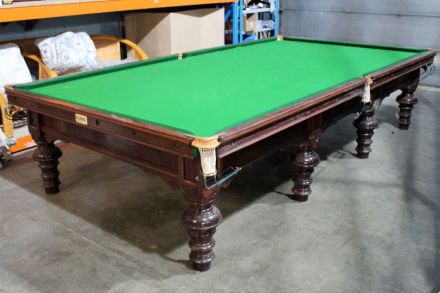 (M1312) Full-Size Mahogany Turned & Carved Leg Snooker Table
