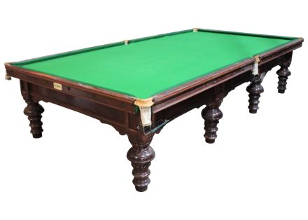 (M1312) Full-Size Mahogany Turned & Carved Leg Snooker Table