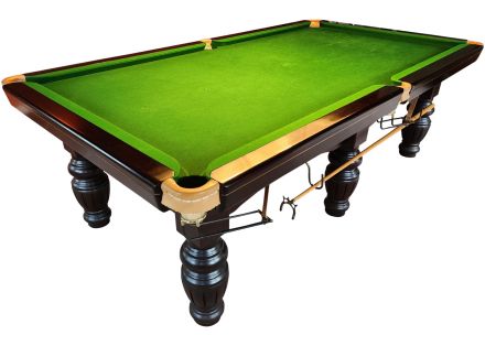 (M1319) 8 ft Mahogany Turned & Fluted Leg Snooker/Pool Table by E.J. Riley