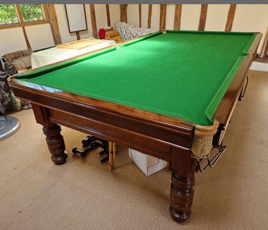 (M1380) 9 ft Mahogany Turned Leg Snooker/Pool Table