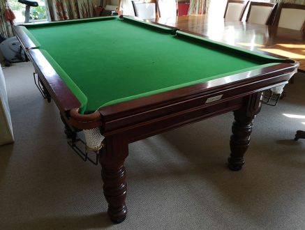 (M1197) 8 ft Mahogany Turned Leg Snooker/Pool Table by Riley