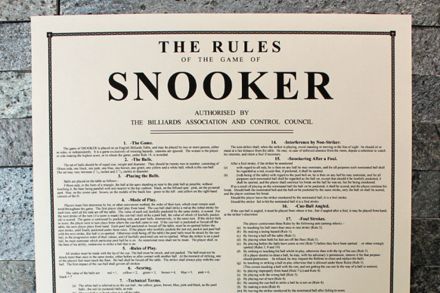 Snooker rules on cream paper