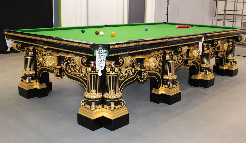 Full-Size Oak snooker table with gilded hand-carved features