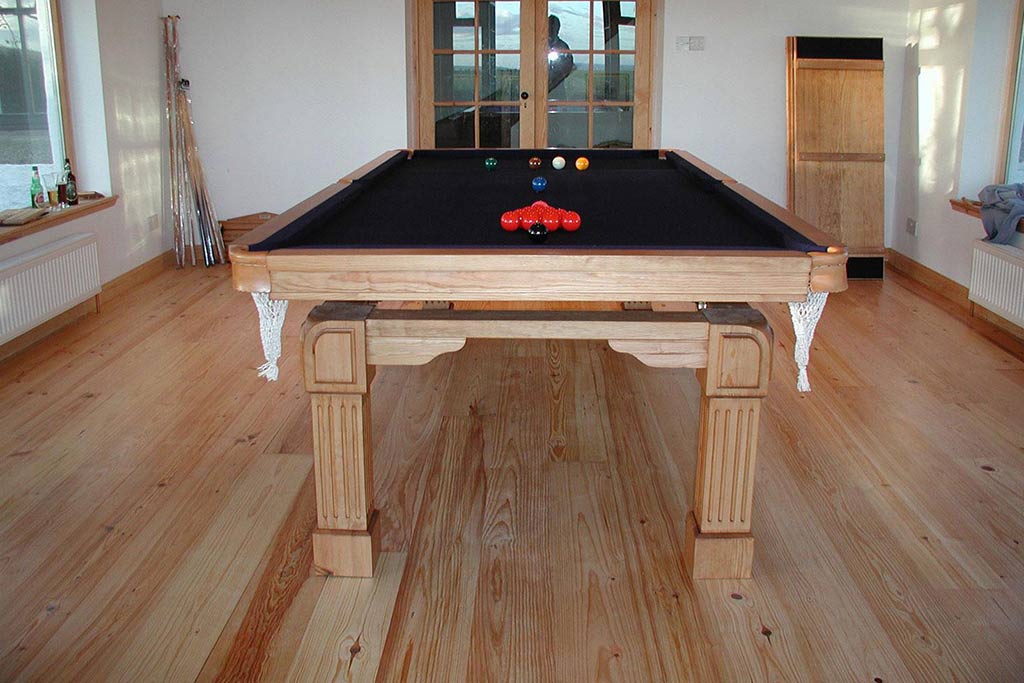 Custom-made pine convertible dining pool table